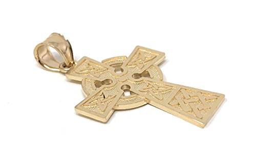 14K Yellow Gold Celtic Cross Pendant with 1.2mm Singapore Chain Chain Necklace4