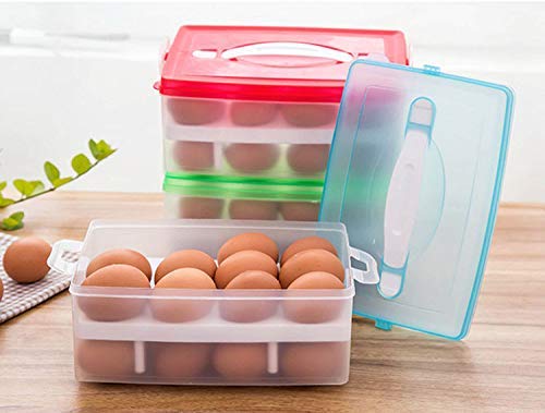 KINZILLA 2 Layers Egg Storage Box Plastic Portable Refrigerator Crisper Food Container Kitchen Organizer