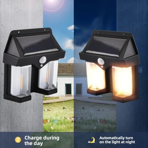 LIPSA ENTERPRISE IP65 Waterproof New Solar Wall Lamp with 3 Modes Solar Solar Tungsten Wall Light (Double - Light, 4)