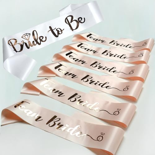 BLUPLE 6 Team Bride Sashes 1 Bride to Be Sash Team Bride Bachelorette Party Sash Wedding Party Gift for Bridesmaids (7)