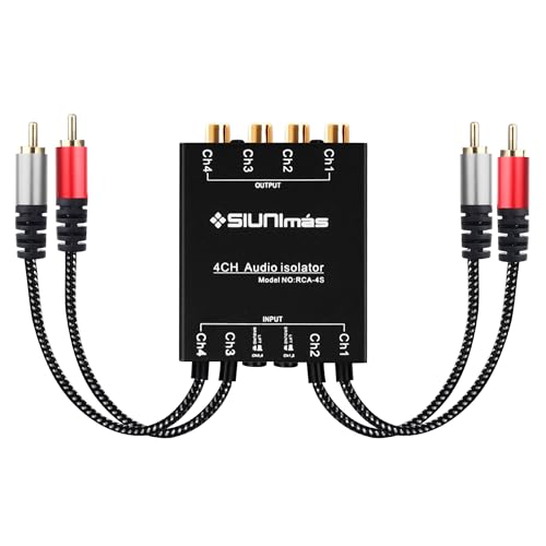 SIUNIMAS Pro RCA 4 Channels Ground Loop Isolator with Nylon Braided Cord Car and Home Theater Using Noise Filter with Ground Lift Durable Metallic Box Design (SIM-4CH-RCA04A) by SIUNIMAS - Used condition - US$38.49