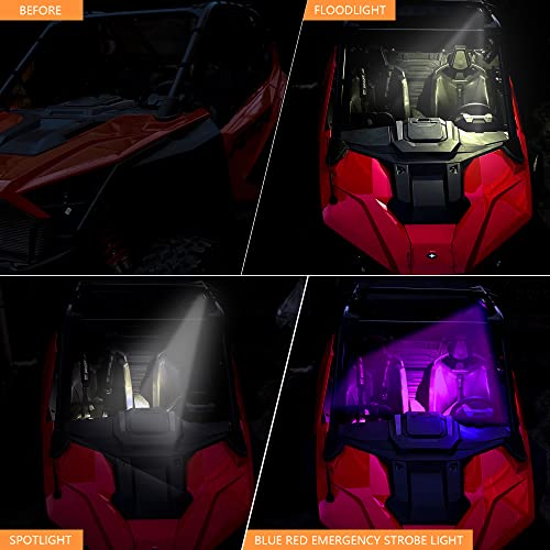 Rerpro Utv Dome Light Roll Bar Interior Led Lighting For Polaris Rzr Can Am Atv Golf Cart Boat Off-Road 1.5“-2.0" Roll Cage Mount Blue Red Emergency Strobe Lights Bar 2 Pack Us Flag #TOP1