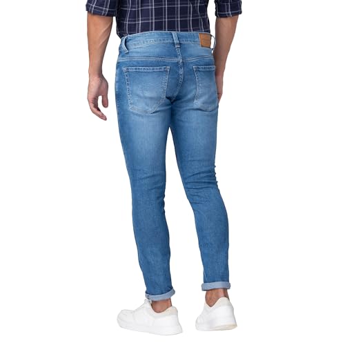 Image of Spykar Men's Mid Rise Slim Jeans (ECKN-01BB-082 Light Blue 34)