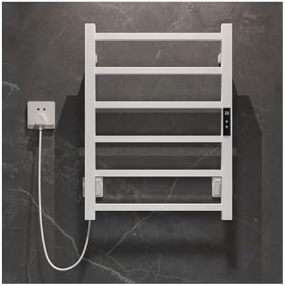 Smart Heated Towel Rack – Black Stainless Steel Wall-Mounted Plug-in Dryer with Timer – Efficient Bathroom Heating & Drying Solution, Space-Saving Design & Right-Wire Layout