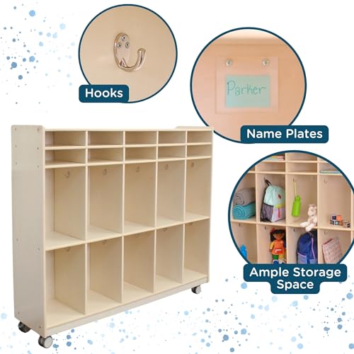 Image of Children's Factory Mobile 10-Section Locker, Classroom Storage and Organizational Locker, Coat Hooks, Nametags, Storage Cubbies, Toddler Preschool & Nursery Organization Furniture, Assembly Required