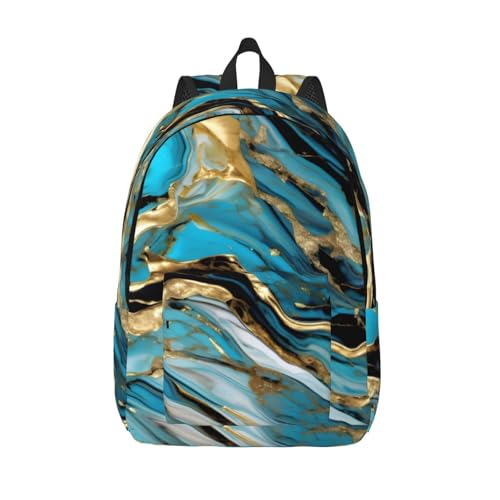 Sac à dos bleu turquoise imprimé marbre pour ordinateur portable femme