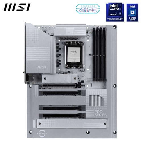 Image of MSI PRO Z890-S WiFi PZ Motherboard - ATX - Supports Intel Core Ultra Processors (Series 2), LGA 1851 - DDR5 Memory, 1 x PCIe 5.0 x16, 1 x M.2 Gen5, 2.5G LAN, Wi-Fi 7, Back-Connect, Silver