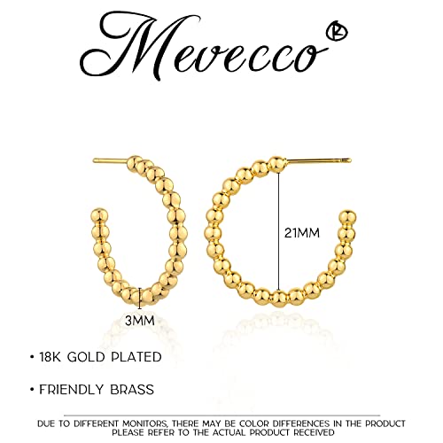 MEVECCO Gold Hoop Earring Sterling Silver Post Open Hoops 18K Gold Plated Small Hypoallergenic Gradual Earrings Jewelry for Her4