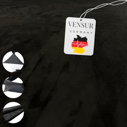 Vensur Kunstleder selbstklebend - Mikrofaserstoff selbstklebend - Selbstklebende Dehnbare Folie in Wildleder Optik - Selbstklebende Innenraum Folie für Auto & Möbel (Schwarz 10cm x 150cm)