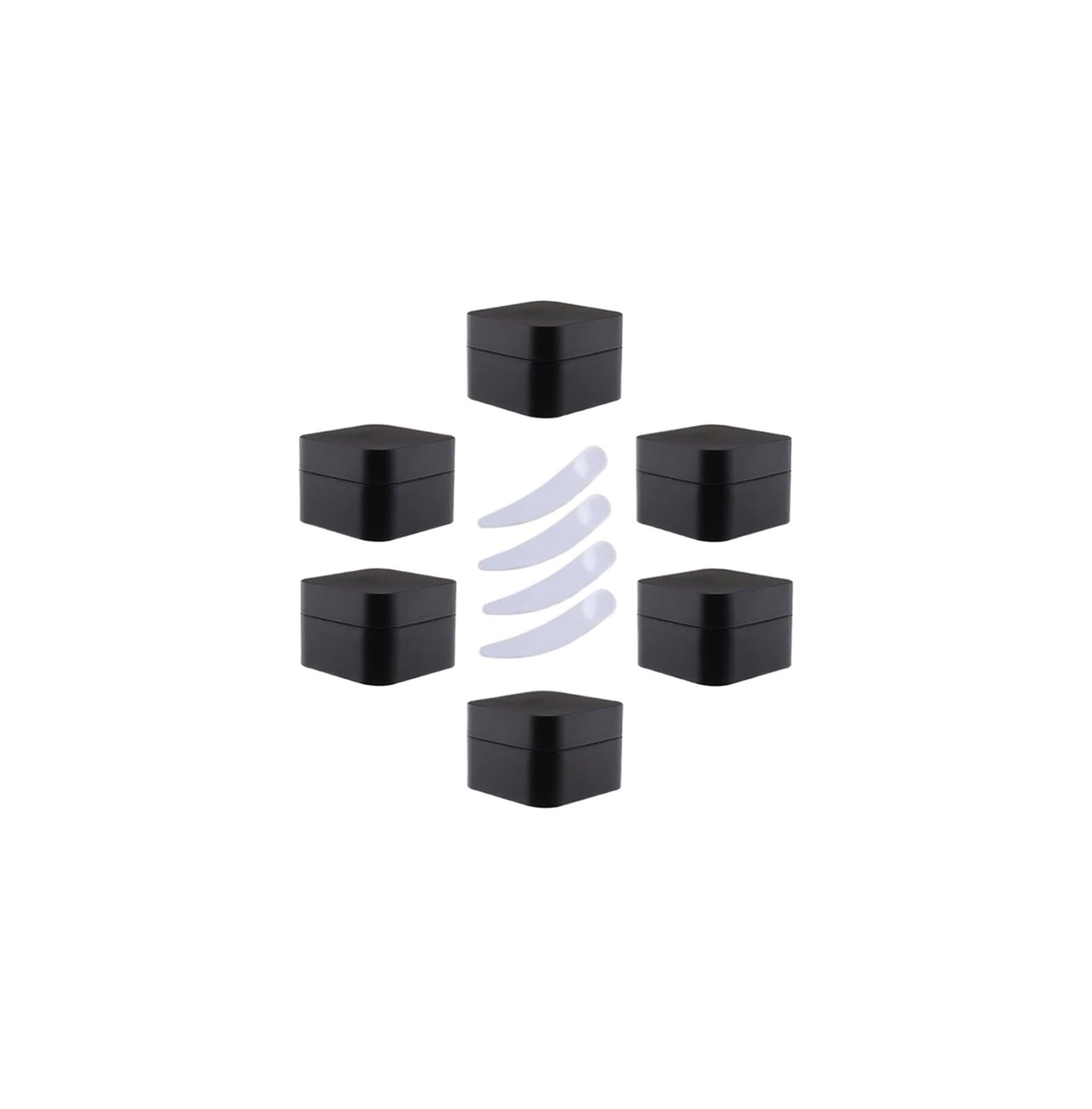 dfEDRd Plastic Cosmetic Jar, Pack of 6, 30ml Square Cosmetic Pots with Inner Liner Containers for Lip Balm, Lotion(Black,30g)