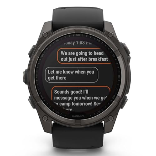 Image of Garmin Fenix 8 51mm Solar Sapphire Multisport GPS Smartwatch, Carbon Gray DLC Titanium with Black /Pebble Gray, 010-02907-10 - Bundle w /Deco Essentials Charging Dock, Dust Cover and USB-C Cable