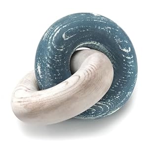 EOSAHR Decorative Pine Wood Knot Decor – Simple Modern Wood Chain Link Decor for Coffee Table, Book Shelf, Entryway Table – Decorative Knot for Stylish Home Décor Accents (Blue & White)