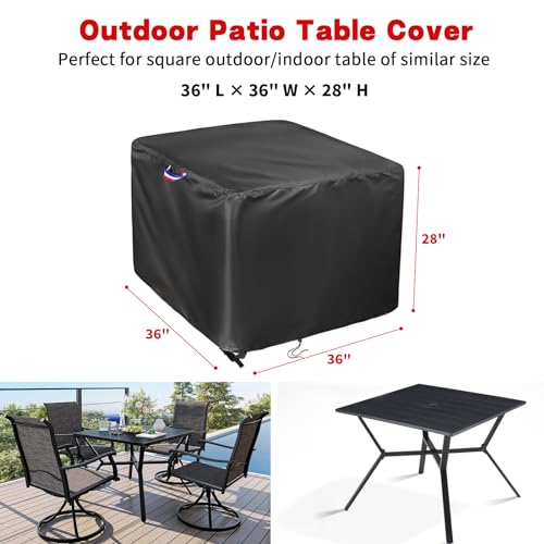 36 Inch Patio Table Cover, 36x36 in Outdoor Waterproof Square Table Cover by Agustone - Used condition - Image 2