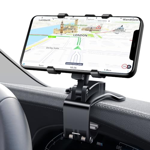 車スマホホルダー 【視線を落とさず安全運転】 2025 年 スマホホルダー クリップ 超強力 安定性 ダッシュボード・送風口・サンバイザーなど多用途 360 度回転 角度自由調整 片手操作 厚手ケース対応 4.3-7 インチ全機種対応-iPhone 11 13/12 Pro Max 8 8Plus Samsung S10 S9 S8 Huawei Sony LG に対応 - FlenKn - 商品画像