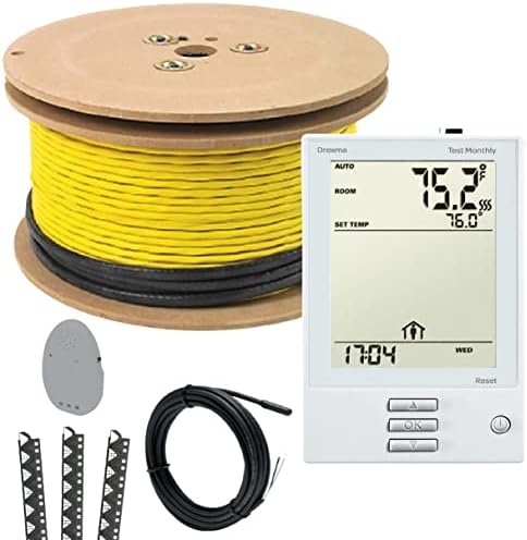 Floor Heating System, 3.7W 240V Electric Tile Radiant Floor Heating Cable with UDG-4999 Programmable Thermostat (78 Sq.Ft.)