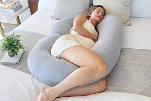 Image of Pharmedoc Pregnancy Pillows, U-Shape Full Body Pillow - Solid - Removable Jersey Cover - Grey - Pregnancy Pillows for Sleeping - Body Pillows for Adults, Maternity Pillow and Pregnancy Must Haves