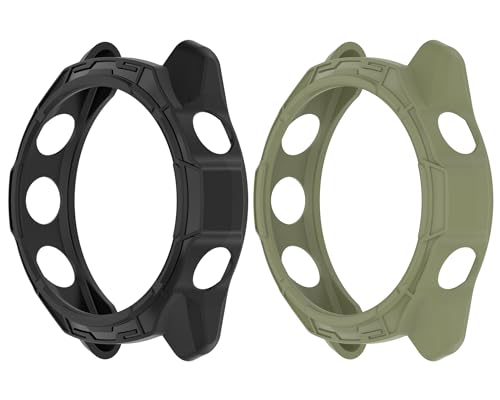 SHEAWA for Garmin�K�[�~�� Forerunner 970 �P�[�X �J�o�[ 2�Z�b�g �ی�P�[�X TPU�S�� �ی�J�o�[ �ϏՌ� �A�N�Z�T���[ (�u���b�N+�A�[�~�[�O���[��)
