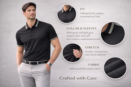 Image of TAGAS Mens Polo T-Shirt || Men's Color Block Polo Tshirt | Short Sleeve Casual Pullover with Collar |Casual Wear for Men | Mens Regular FIT T-Shirts