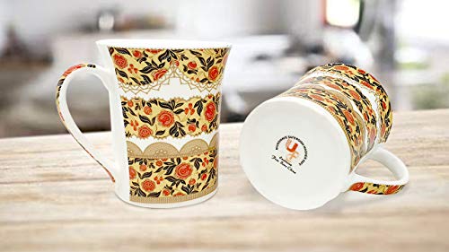 Image of U.P.C. Ceramic Coffee Mug Set of 2, Ceramic Cups for Tea, Coffee & Hot Beverages, Premium Kitchen Drinkware, Microwave & Dishwasher Safe Mugs, Home Office Cafe Use (Yellow Floral)