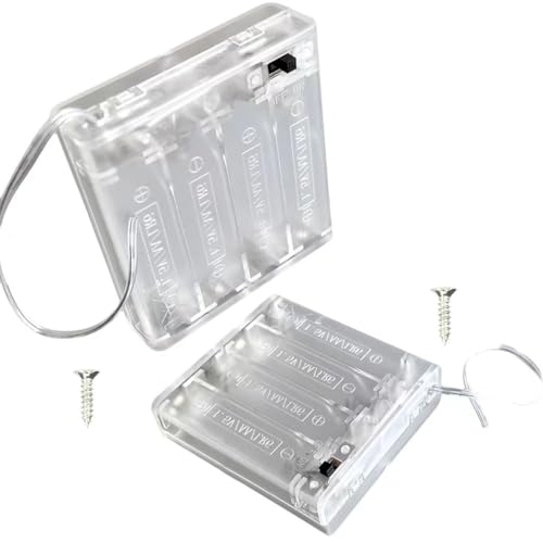 CGNRONEAU 4 x AA Battery Holder and Screws, 4 x 1.5V AA Battery Holder and Switch for LED String Light DIY