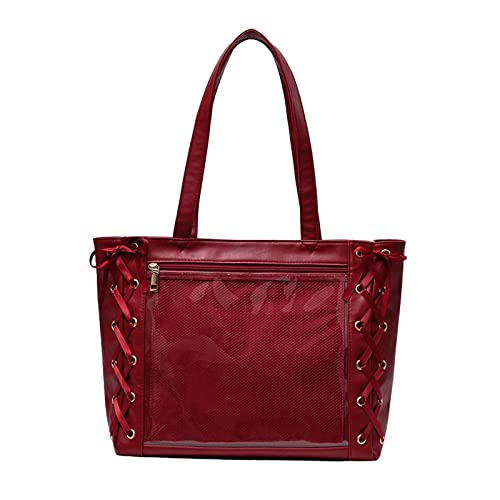 Bolsa de Ombro Japonesa Bolsa de Viagem com Zíper Casual Grande Capacidade Moda Bolsa de Mão PU para