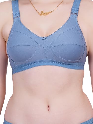 Image of Women Non Padded Bra in B & C Cup - Made of Pure Cotton Full Coverage Non Wired Soft Cup for T-Shirt Saree Dress Sports Garment for Daily Use Everyday
