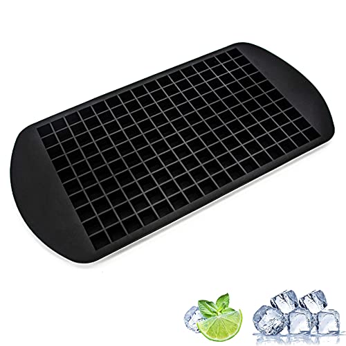 Silicone Ice Cube Tray, 160 Small Square ice Cubes Molds Reusable Flexible Safe Mini , Suitable for Freezer Baby Food Water Whiskey Cocktails Milk Juice Chocolate (Black)