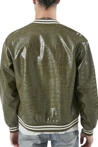 Forever 21 Men's Faux Croc Varsity Bomber Jacket3