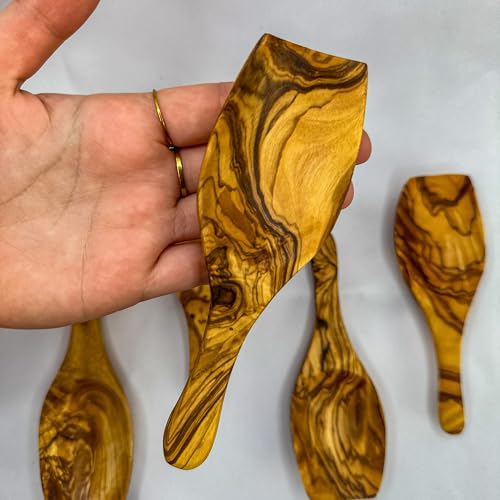 Gewürzschaufel aus Olivenholz – handgefertigter Gewürz- und Dosierer-Löffel, Lebensmittel-Scoop für Salz, Zucker & Kräuter – robustes Küchenutensil, natürlicher Holzlöffel