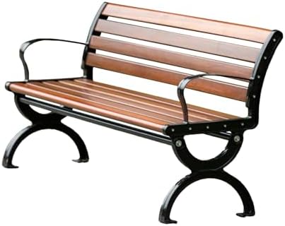 1.2m Outdoor Cast Aluminum Park Bench - Durable Iron Backrest Leisure Chair for Courtyard, Garden, Patio - Stylish Square Seat (120x40cm)