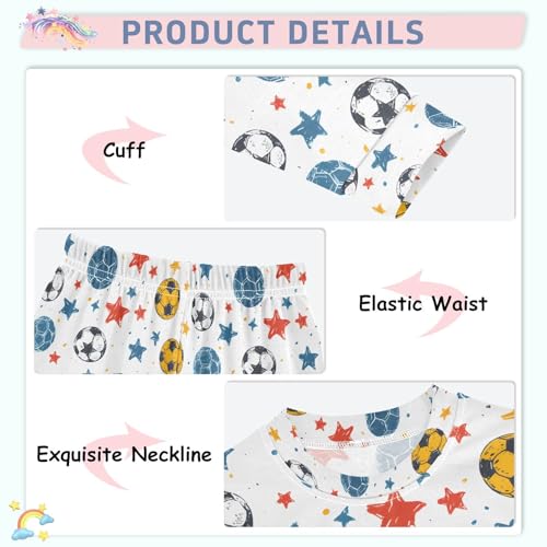 ALAZA Soccer Star White Pajamas Long Sleeve Sleepwear 2-Piece Pajama Set4