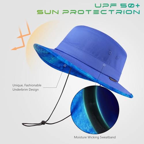 Image of UPF 50+ Foldable Sun Hat Patterned Under Brim Bucket Hats for Summer Hiking Fishing Beach Safari Men Women