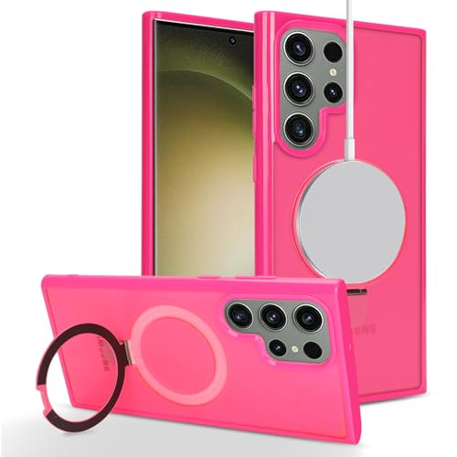 Image of Cavor for Samsung Galaxy S23 Ultra Case, Compatible with Magsafe, Rose red | Galaxy S23 Ultra Phone Case with Stand Magnetic, Shockproof Slim Protective Cases for Women Men