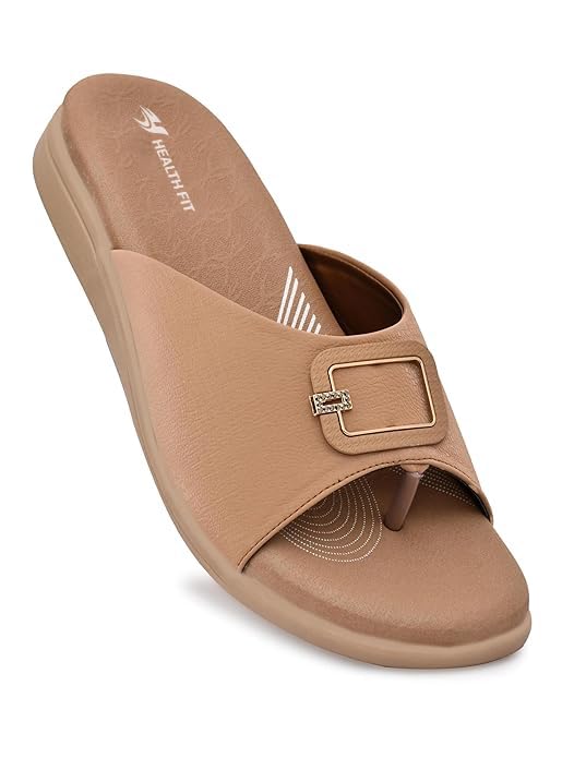Image of HEALTH FIT EXTRA SOFT Women's Comfortable Memory Foam Doctor Slippers /Flip-Flops|Fashionable Casual & Stylish|Lightweight & Breathable|Outdoor Synthetic Casual Chappals Sandals Ladies & Girls HF27