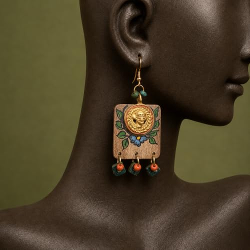 Image of Handcrafted Boho & Ethnic Earrings for Women - Wooden & Brass Statement Designs in Loop, Swing & Motif Styles