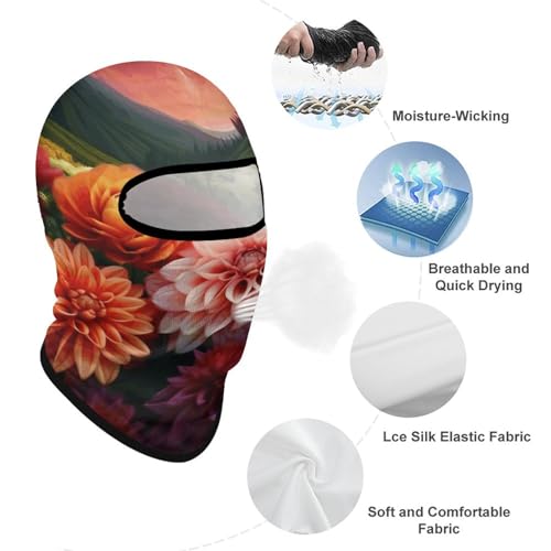 Balaclava para hombre con diseño de flores coloridas, máscara para esquí, protección facial para ciclismo en invierno miniatura 3