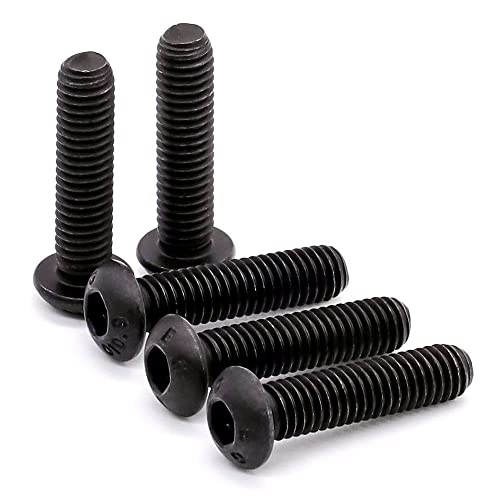 1/4-20 x 3/8 inch (30 pcs) Button Head Socket Cap Screws, Black Oxide Finish, 10.9 Alloy Steel, Full Thread UNC
