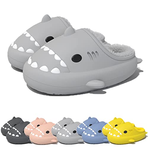 Winter Cloud Slides Shark Slippers Adults Cartoon Fuzzy Slippers Nonslip Soft Comfy Home Slippers