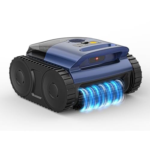 Cordless Pool Cleaner Robot, Pool Vacuum for Inground Pool & Above Ground Pool, Smart Navigation Self-Parking, LED Indicator, Wall&Waterline Cleaning