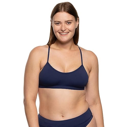 JOLYN Heidi Fixed-Back Athletic Bikini Top for Competitive Swimming, Lifeguarding, Full Coverage Women's Swimsuit Top