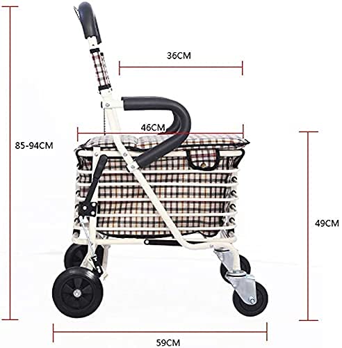 Walker, 4-kołowy medyczny wózek spacerowy dla osób starszych/składany skuter z siedziskiem/może siedzieć na czterech kołach na zakupy i wypoczynek Wózek spacerowy/stalowy wspornik rurowy + torba