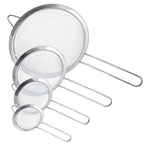 U.S. Kitchen Supply – Set of 4 Premium Quality Fine Mesh Stainless Steel Strainers – 3″, 4″, 5.5″ and 8″ Sizes – Sift, Strain, Drain and Rinse Vegetables, Pastas & Tea