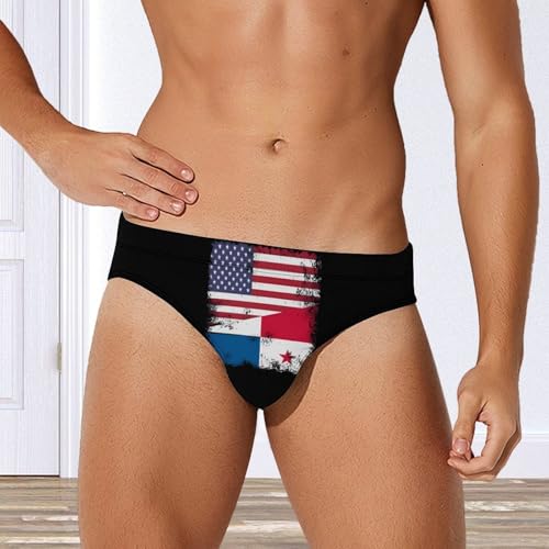 Panamanian & US Flag Men's Swim Briefs Low Waist Bikini Swimsuit Underwear Beach Swimwear4