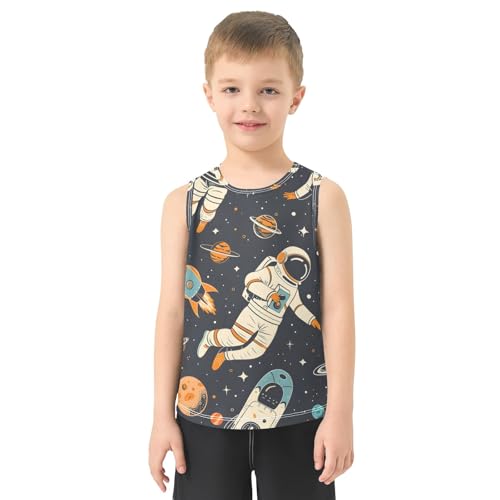 Boys' Tank Top Shirt Astronauts in Sport Activities with Spaceships and Planets Sleeveless T-Shirts2