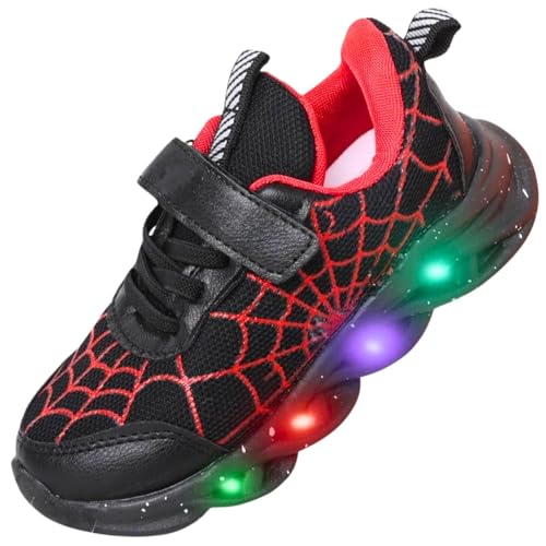 Jasmeko Zapatillas con Luces Deportivas Niños, Zapatos de Niño Deporte Tenis Luminosas Kids Boys Shoes Xmas (C-Black,26)