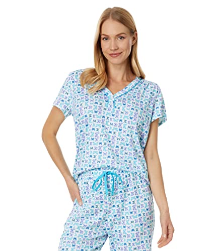 Image of Karen Neuburger Women's Short Sleeve Top and Bermuda Short Bottom Pajama Set