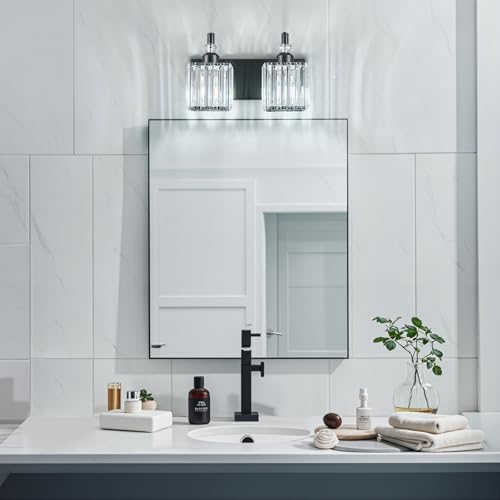 Image of 2 Light Bathroom Vanity Light Modern Black Vanity Light Fixtures Bathroom Light Fixtures Over Mirror Crystal Vanity Lighting Fixtures