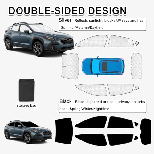 Image of KMF 8pcs Thicken Sun Shades for Subaru Crosstrek 2024 2025 2026 Accessories,Full Car Window Covers Sunshade for Windshield Side Rear, UV Block and Blackout Privacy for Camping Outdoor