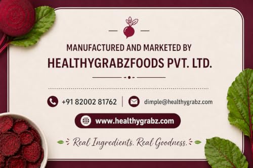 Image of GRABZ Air-Cooked Beetroot Chips | Solar-Dehydrated, Vegan, High Fibre | Oil-Free Crunchy Snack - 20g Each (Pack of 3)