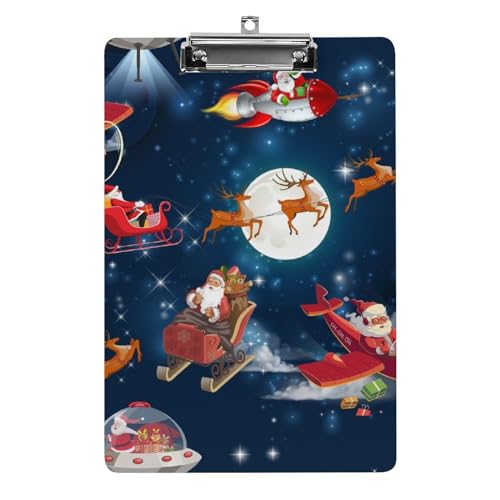 Planchette à pince A4 Père Noël et élan pour bureau et école